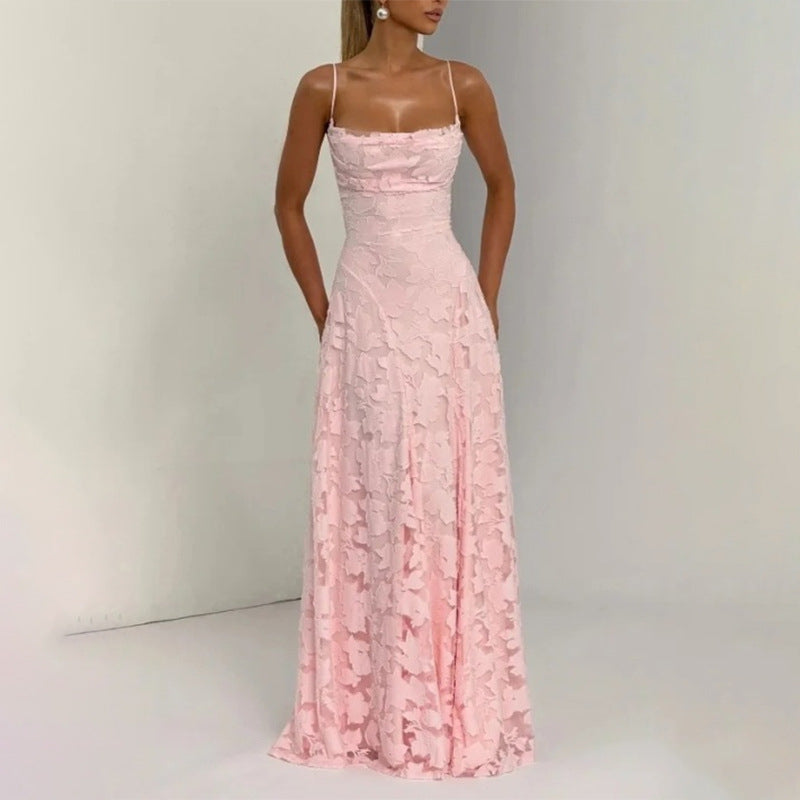 Rosé Lumière™ Suknia Maxi z Wiązaniem na Plecach