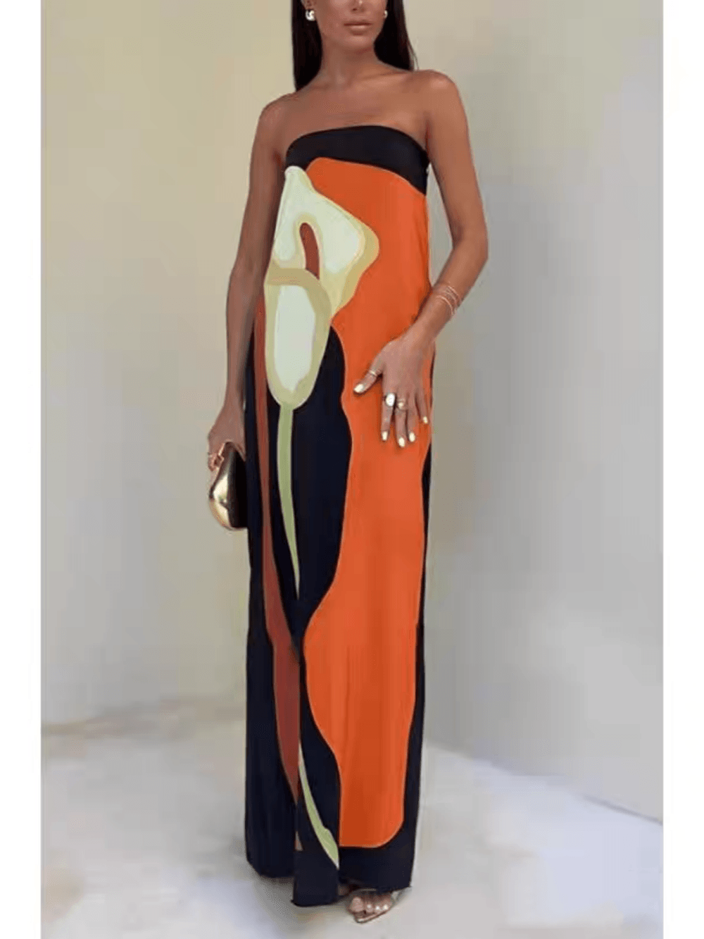 Joan | Letnia Sukienka Maxi bez Ramiączek w Stylu Coastal Chic