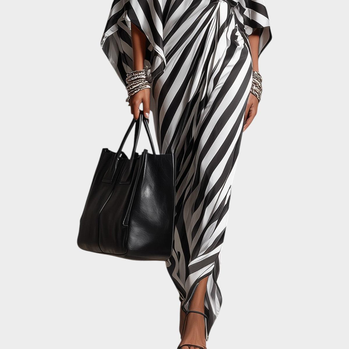 Glamourów Sukienka Maxi Off-Shoulder w Paski