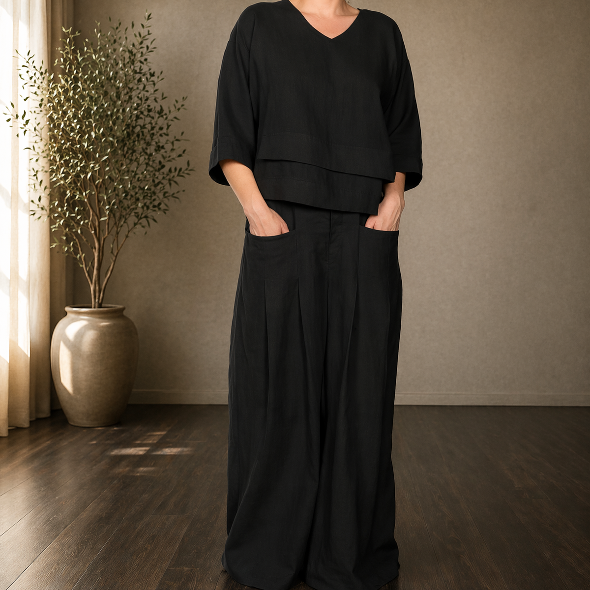 Clara | Szeroki Minimalistyczny Zestaw w Dwu Częściach