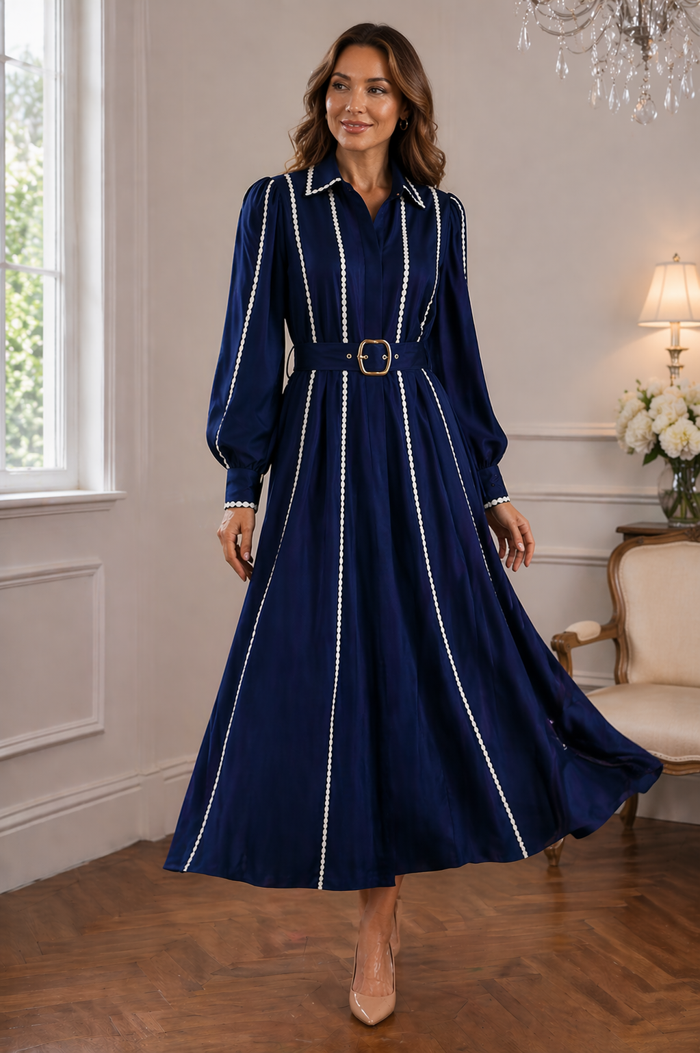 Alexia | Elegancka sukienka z paskiem podkreślająca sylwetkę