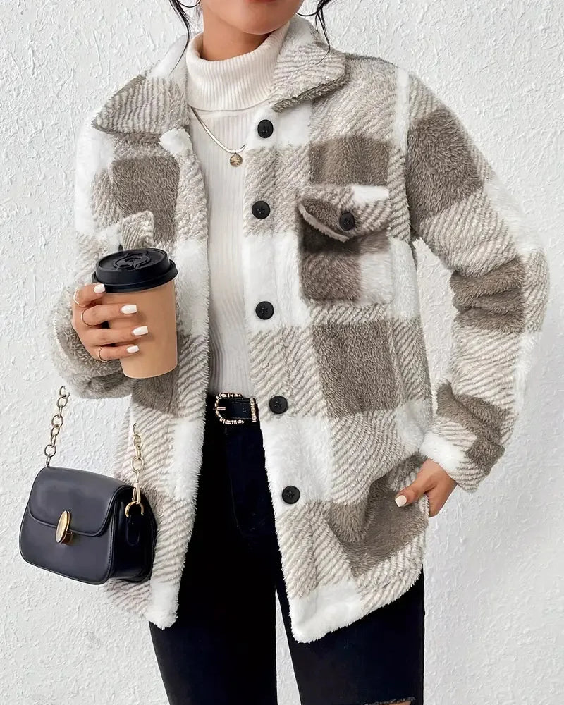 Martin | Stylowa Kurtka Fleece w Kratę