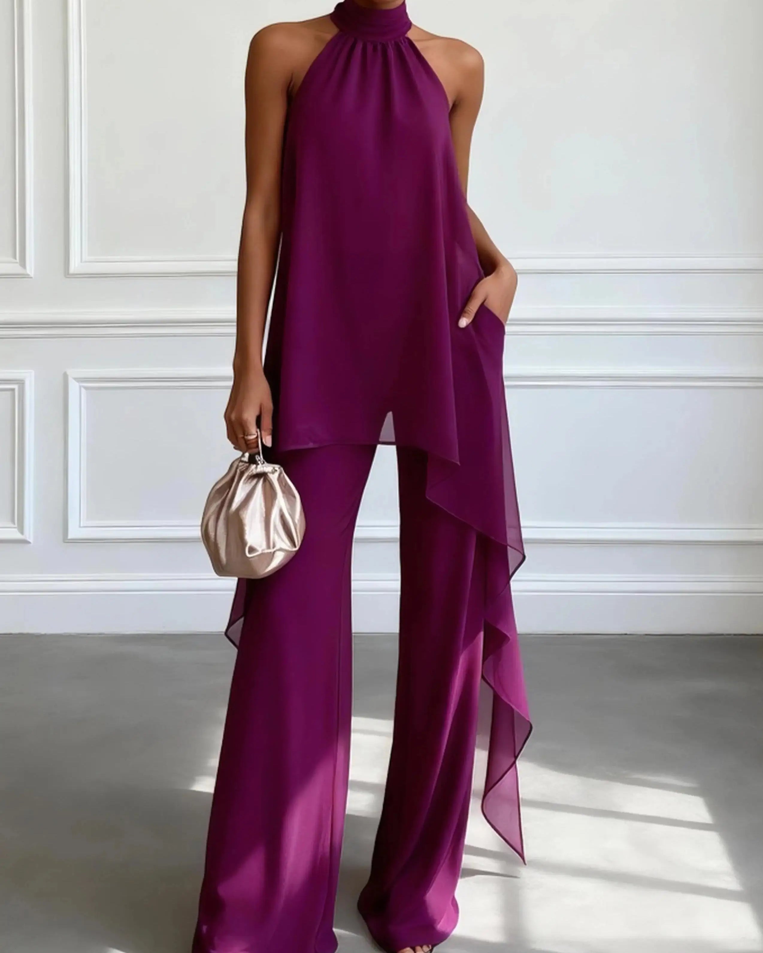 Viola | Elegancki Zestaw Halter z Spodniami