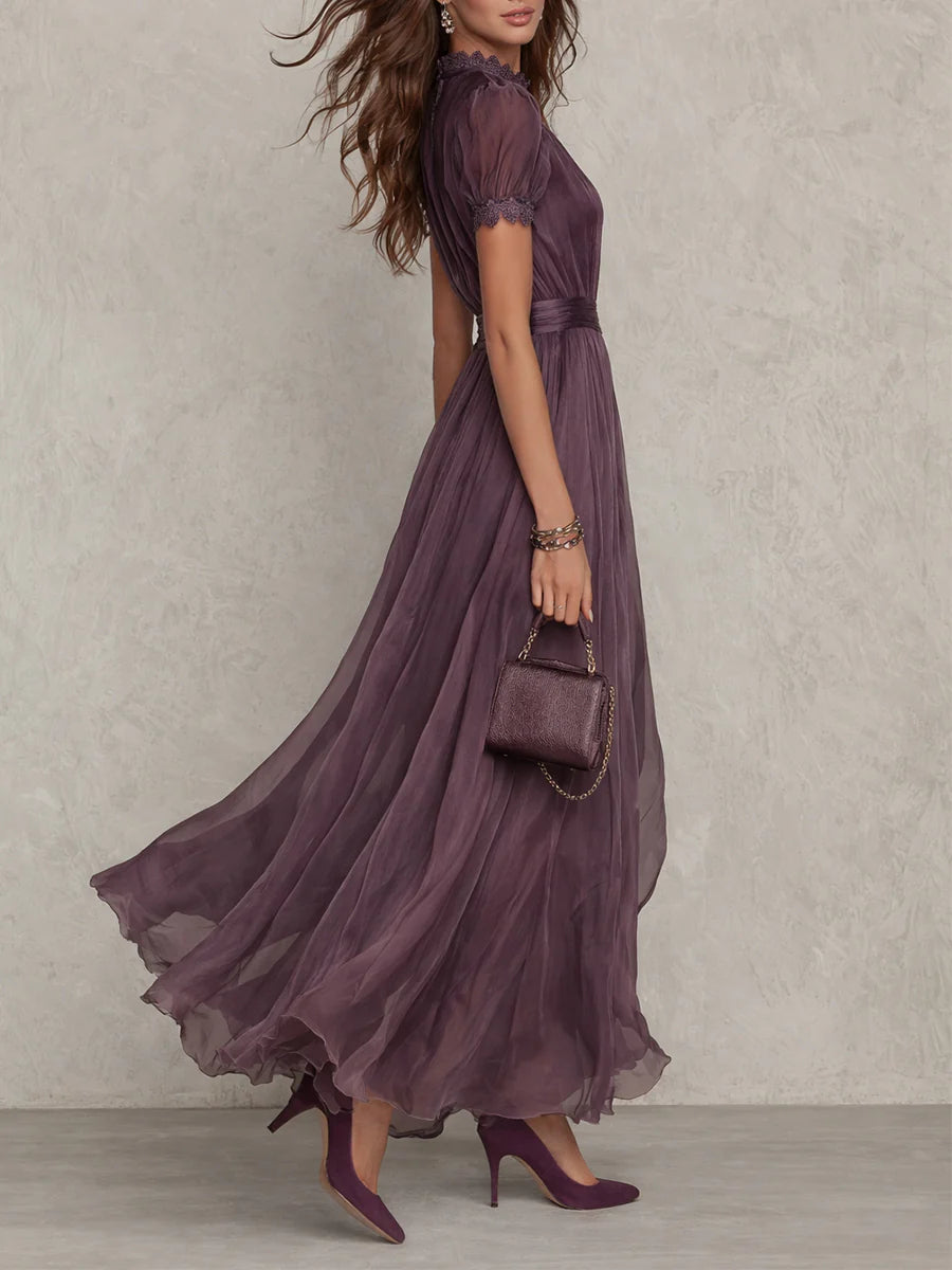 Ashley | Vintage Elegancka Sukienka Maxi z Chiffonu