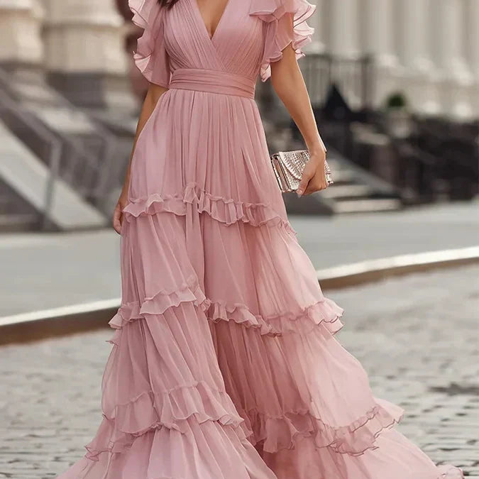 Zoe | Jasnoróżowa Elegancka Sukienka Maxi na Ślub